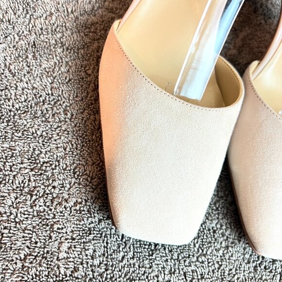 Naturalizer Size 8.5 Nude Beige Taupe Patent Suede Leather Block Heel Shoes - Picture 3 of 12